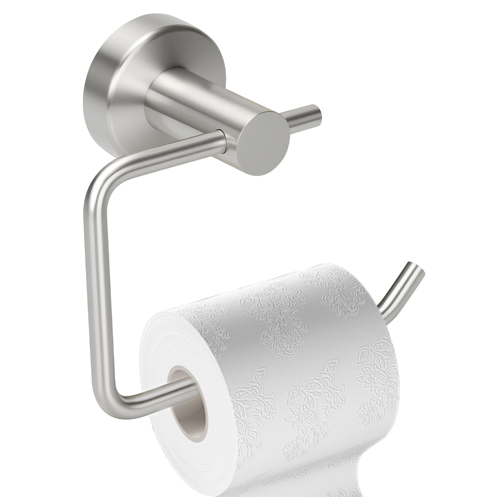 Brushed Silver Toilet Paper Holder, Stainless Steel Toilet Roll Holder Wall Mounted with Drill Installation, Fingerprint-Resistant & Rustproof Bathroom Tissue Holder