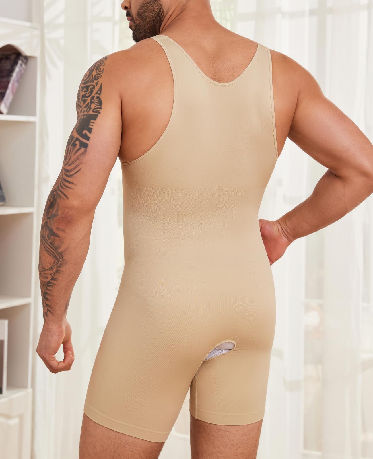 SLIMBELLE Bielizna modelująca męskie podkoszulki kontrola brzucha modelująca całe ciało bielizna męska body bezszwowa lekka modelująca tank top, biały - 01, L | Bezszwowa i lekka, modelująca całe ciało dla mężczyzn, miękka jak druga skóra
