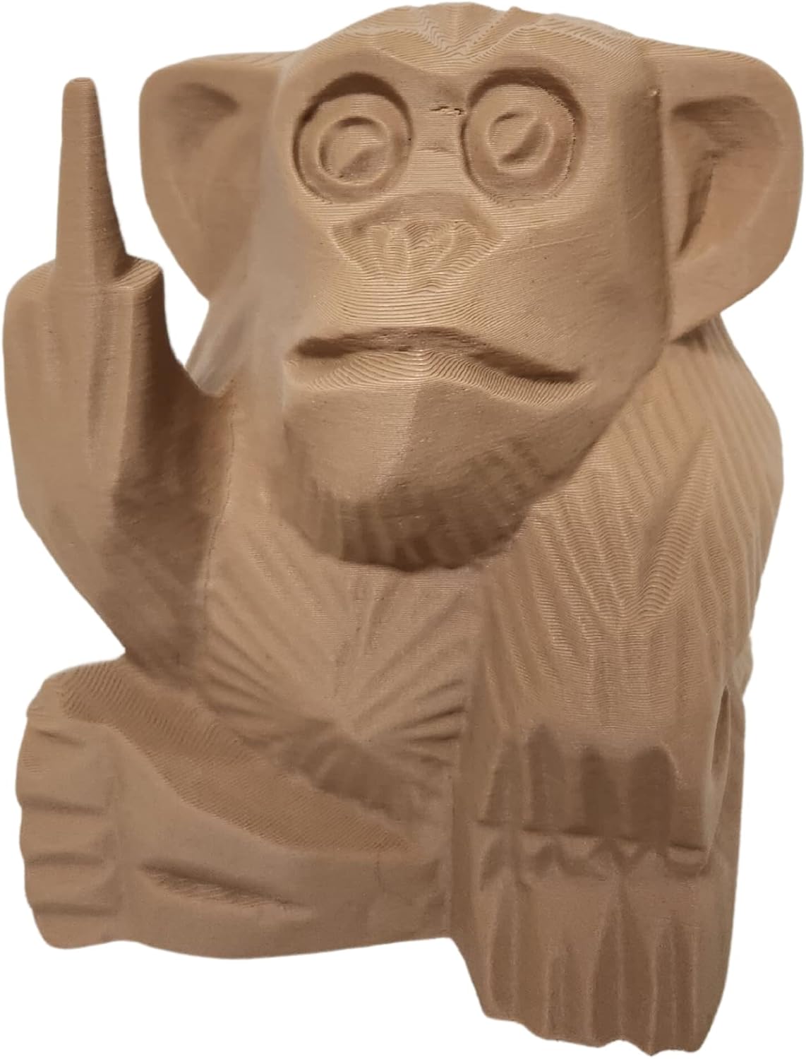 Bad Monkey Rude Flipping The Bird Giving Finger Statue 4 in Brand (TAN)