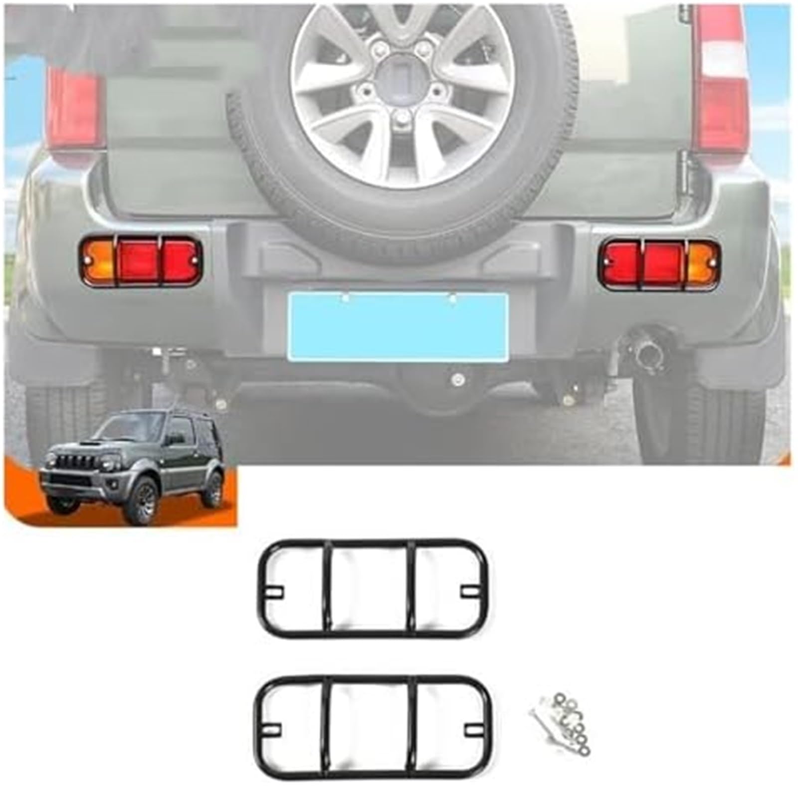 Osłony lamp tylnych, do Jimny 2007 Up Żelazny zderzak samochodowy Tylny zderzak Lampa przeciwmgielna Dekoracja światła Osłona tylnego światła przeciwmgielnego Akcesoria Tylna lampa Lampa tylna