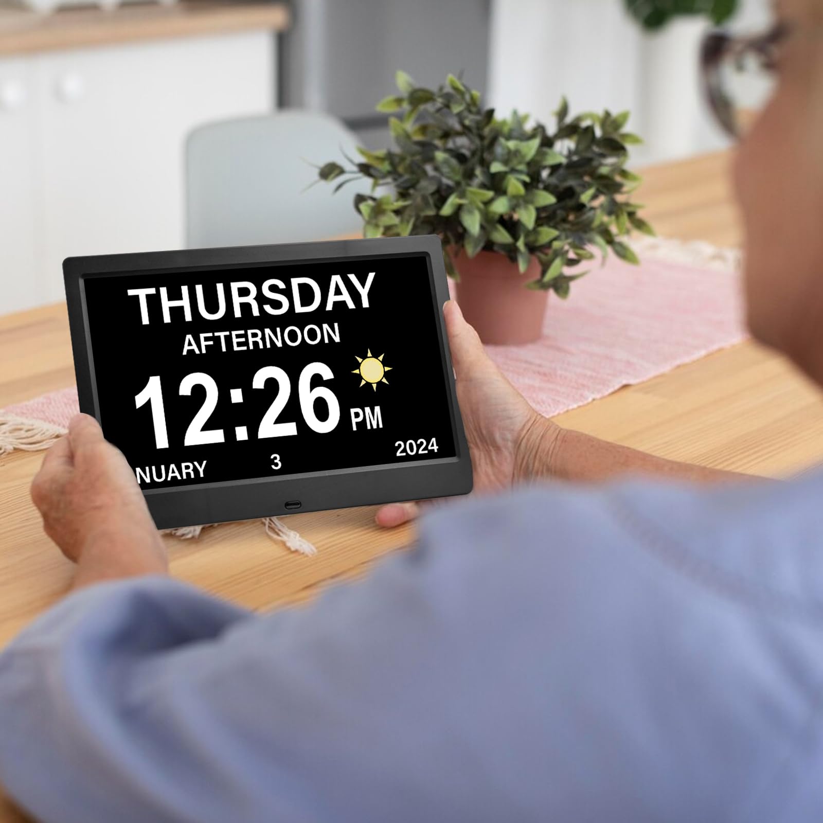 10" Pouce LCD Horloge Numérique Calendrier avec Date Jour Et Heure Horloge Non-Abrégée Auto Dimming 8 Langues HD Display Rappel pour Alzheimer Les Personnes âgées et Les Enfants