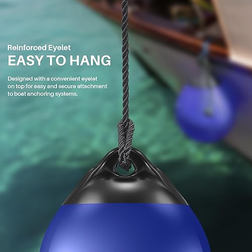 Miniatura 4 de OBAKL Par de bolas de vinilo para boya de barco, 9.8 x 12.2 pulgadas, bola redonda para guardabarros de barco para boya de amarre, boya flotante de