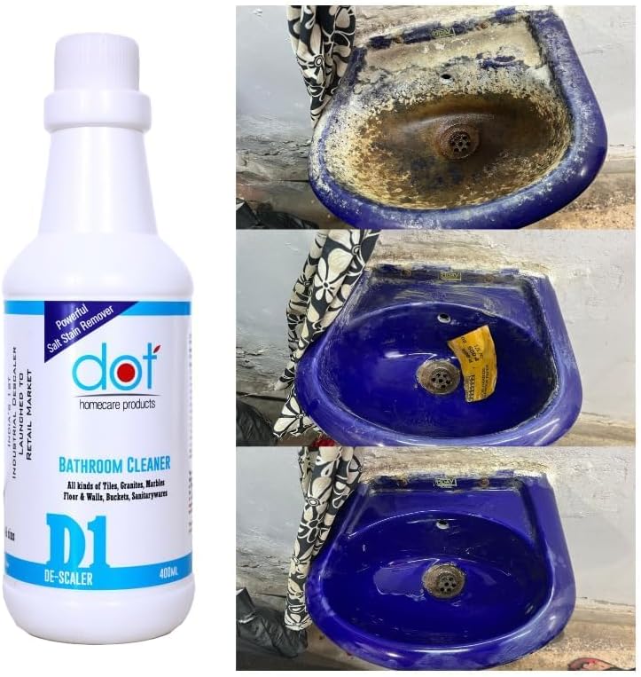 DOT Bathroom Descaler, Limescale Remover 400mL, ZERO SMELL, FUMES - India's 1st Real Foaming Formulation - Less liquid, More coverage - Removes Heavy Salt Stains