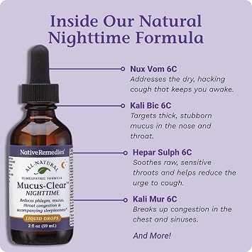 Native Remedies Mucus-Clear ComboPack - 24-Hour Day & Night Mucus Relief | - Clears Throat Phlegm, Sinus Pressure & Respiratory Congestion - Fast Acting Lung Support - 4 Fl Oz, 2 Pack