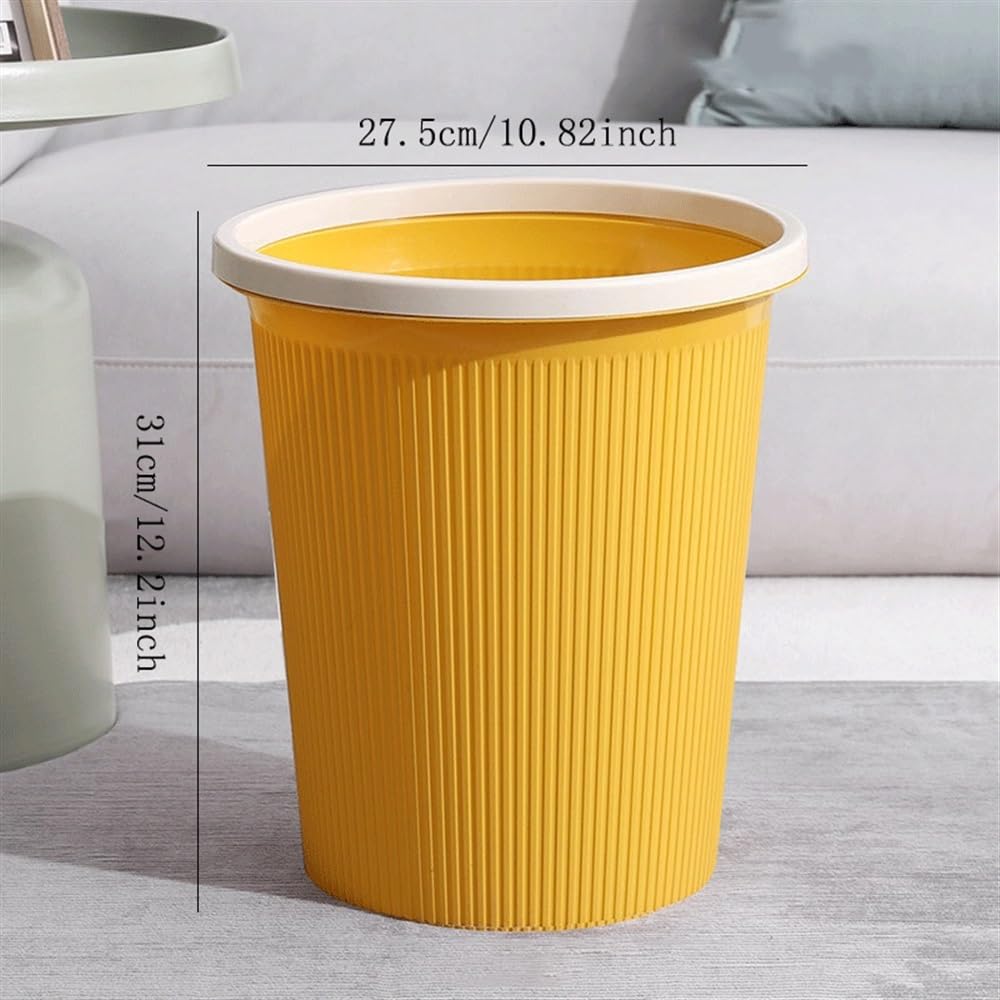 Trash Can Wastebasket Without Lid with Pressure Ring Striped Plastic Wastebasket Suitable for Home Kitchen Office Waste Paper Basket Trash Can Wastebasket(Large)