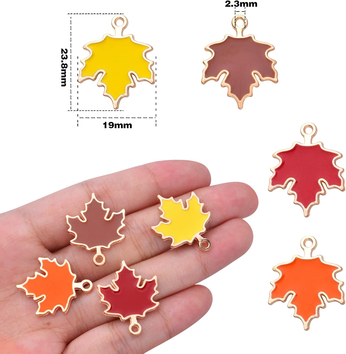 40pcs Fall Maple Leaf Charms Alloy Autumn Harvest Leaves Dangle Pendants for DIY Necklace Bracelet Jewelry Making Thanksgiving Home Decoration, 4 Colors, 23.8 mm x 19 mm - Image 3