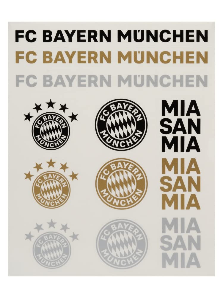FC Bayern München Lot de 2 cartes autocollantes – Inscription & logo – 21 autocollants individuels FCB