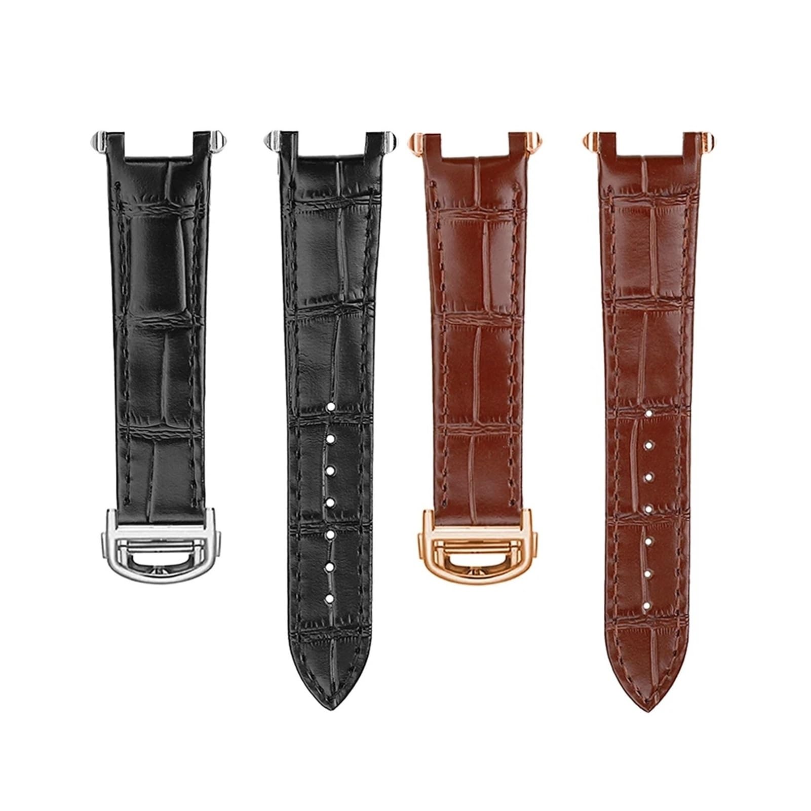 Genérico Compatible con la correa de reloj Cartier PASHA Series WGPA0019/0026 W2PA0014 Correa de cuero de vaca Pasha de 19 mm Correa de liberación rápida Hebilla plegable