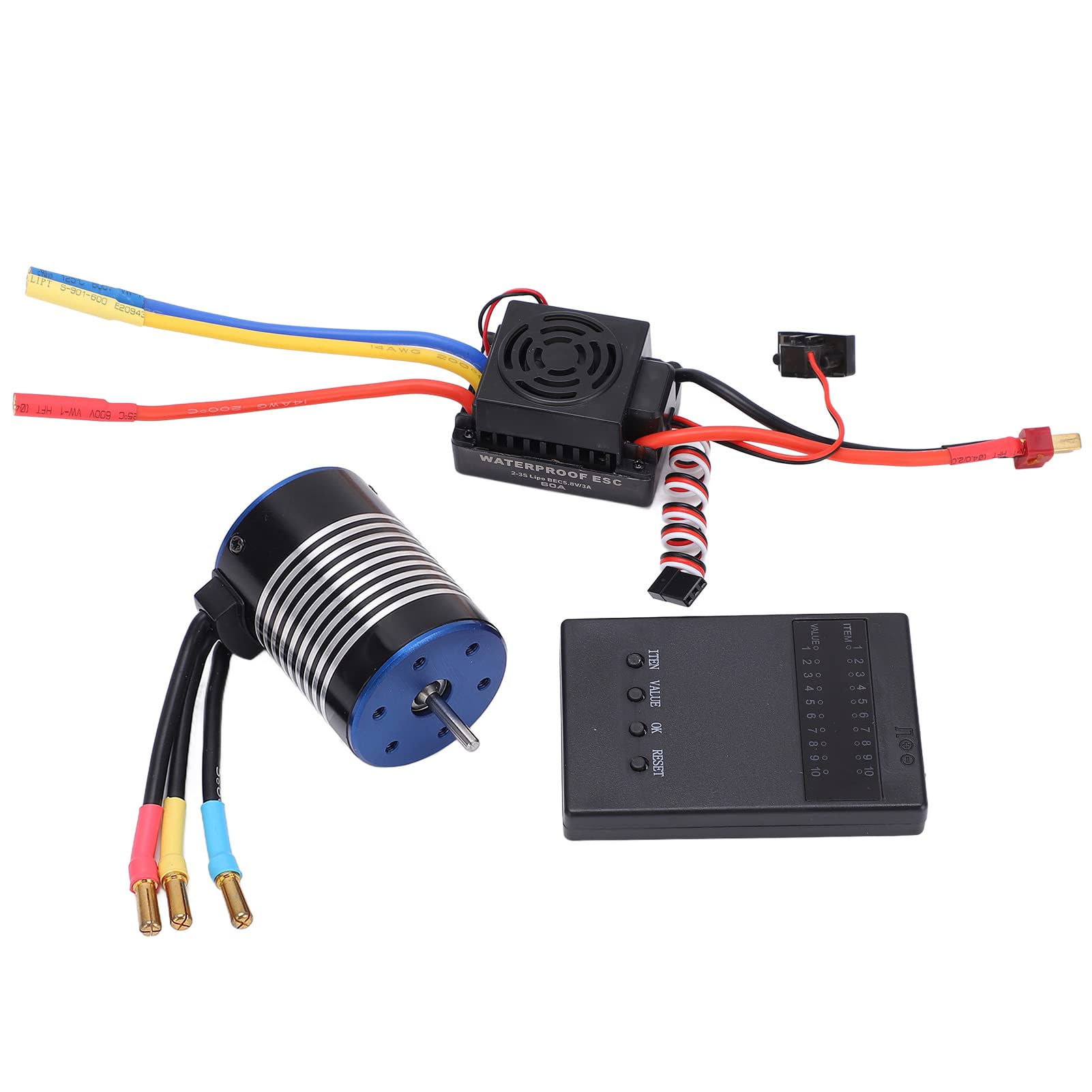 Juego de motor 3650 3500KV Kit de control de velocidad de alto rendimiento sin escobillas para coche RC Plata Negro