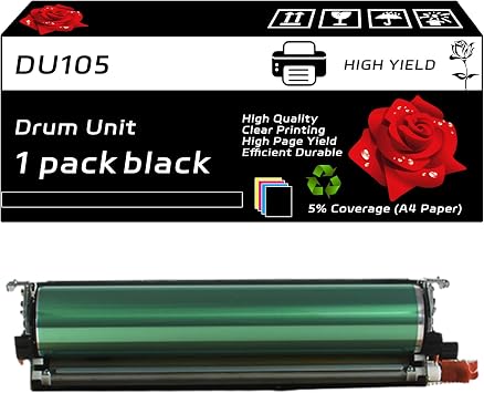 DU105 Drum Unit Compatible for Konica Minolta bizhub Press C1060 C1070 C71hc AccurioPress C2060 C2070 C3070 C3080 C3080P Printers, with Chip, High Yield 380000 Pages, Clear Printing Black