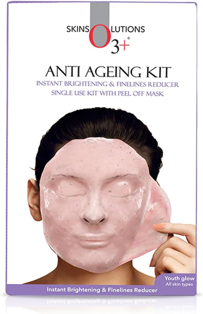 O3+ Anti Ageing Single Dose Facial Kit for Instant Brightening with Peel off Mask 45gm | Reduces Dark Spots, Fine Lines, and Wrinkles - Ideal for All Skin Types