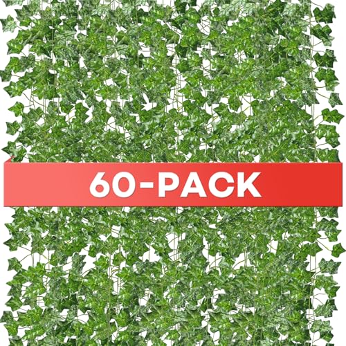 Alotiki 60 Pack 420 Feet Vines,Ivy,Ivy Garland,Fake Ivy,Fake Leaves,Ivy Vines,Artificial