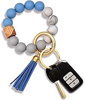 NVENF Silicone Beaded Wristlet Keychain Bracelet - Hands-Free Car House Key Holder for Shopping, Dog Walking