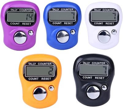 Finger Counter Mini Tally Counter Digital Clicker Counter LCD Electronic Hand Counter Clicker Hand Tally Counting Ring Random Color 5PCS Tally Counter Clicker