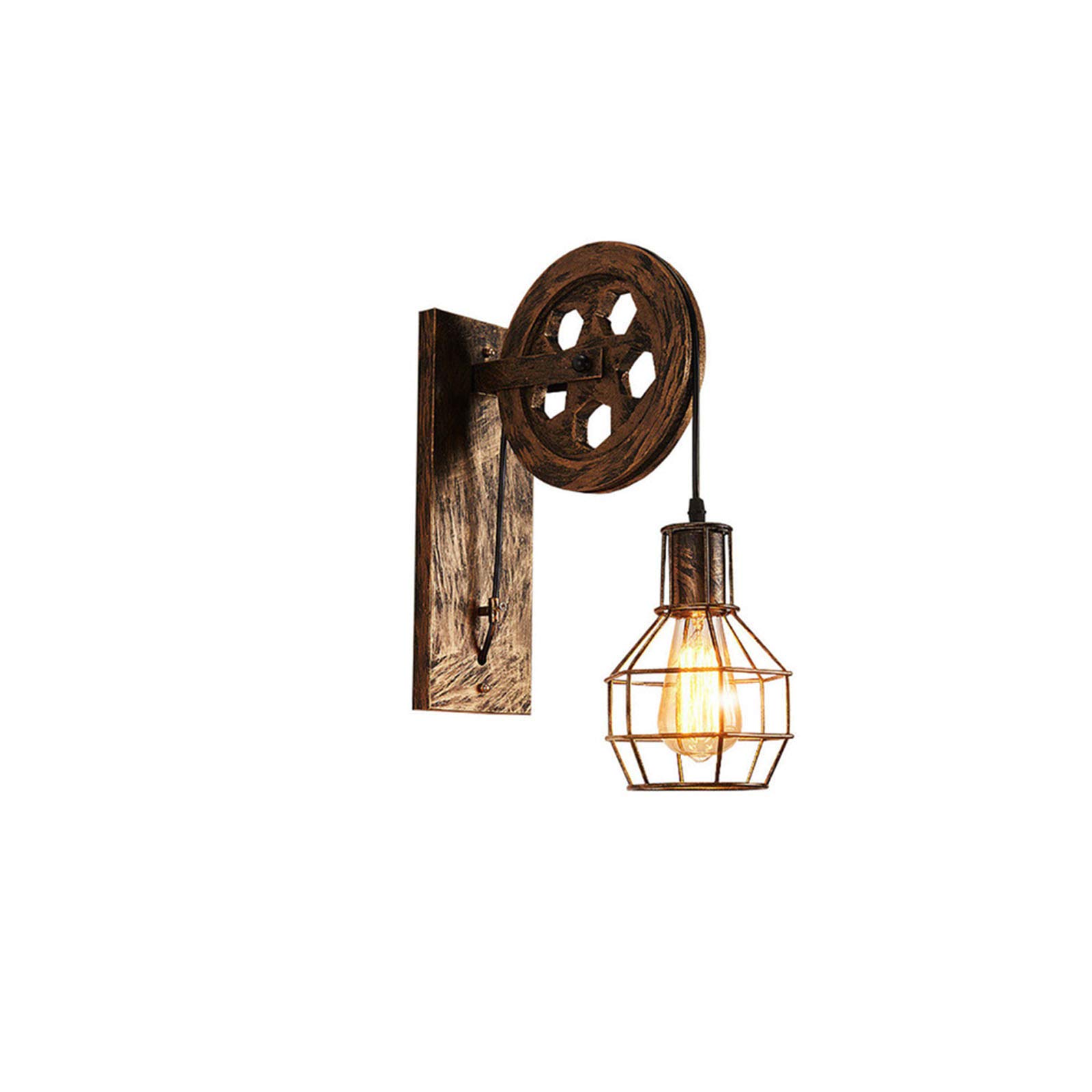 RONGGO Retro Vintage Wall Light Shade Ceiling Lifting Pulley Industrial Wall Lamp Fixture Iron Loft Cafe Bar Adjustable Sconce Light,Green Bronze