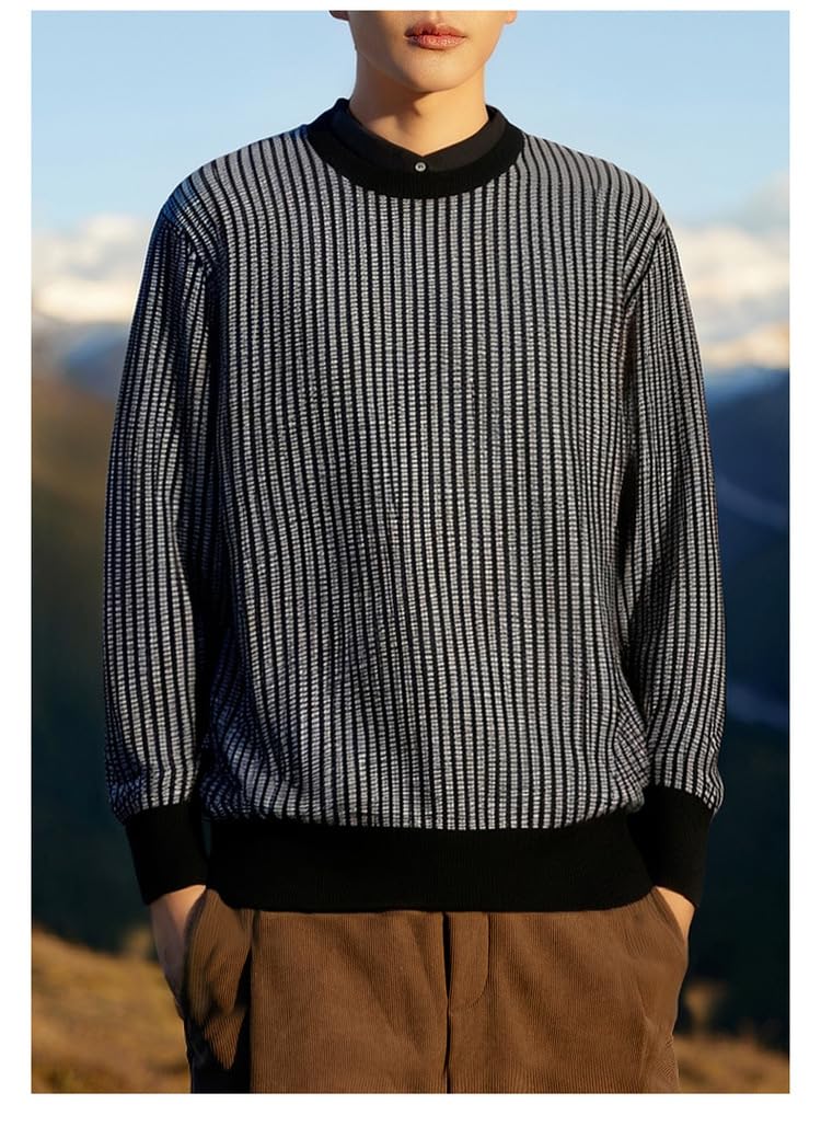 Camisa Falsa De 2 Piezas Jersey Casual Suéter Suelto De Manga Larga De Otoño E Invierno para Hombres