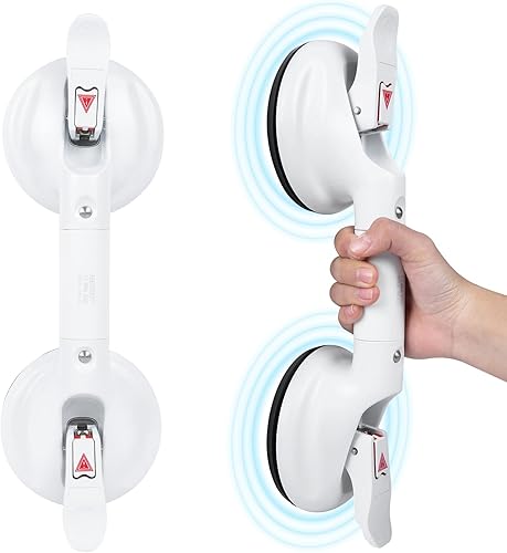 Barra de agarre de ducha con succión de 15 pulgadas, barra de mango de ducha portátil, mango de succión para bañera con ajuste de ventosa de