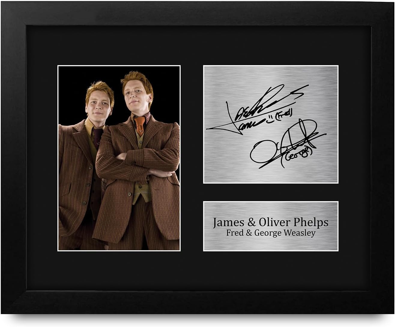 HWC Trading James & Oliver Phelps Harry Potter Fred & George Weasley Framed Gifts Printed Signed Autograph Picture for Movie Memorabilia Fans - US Letter Size