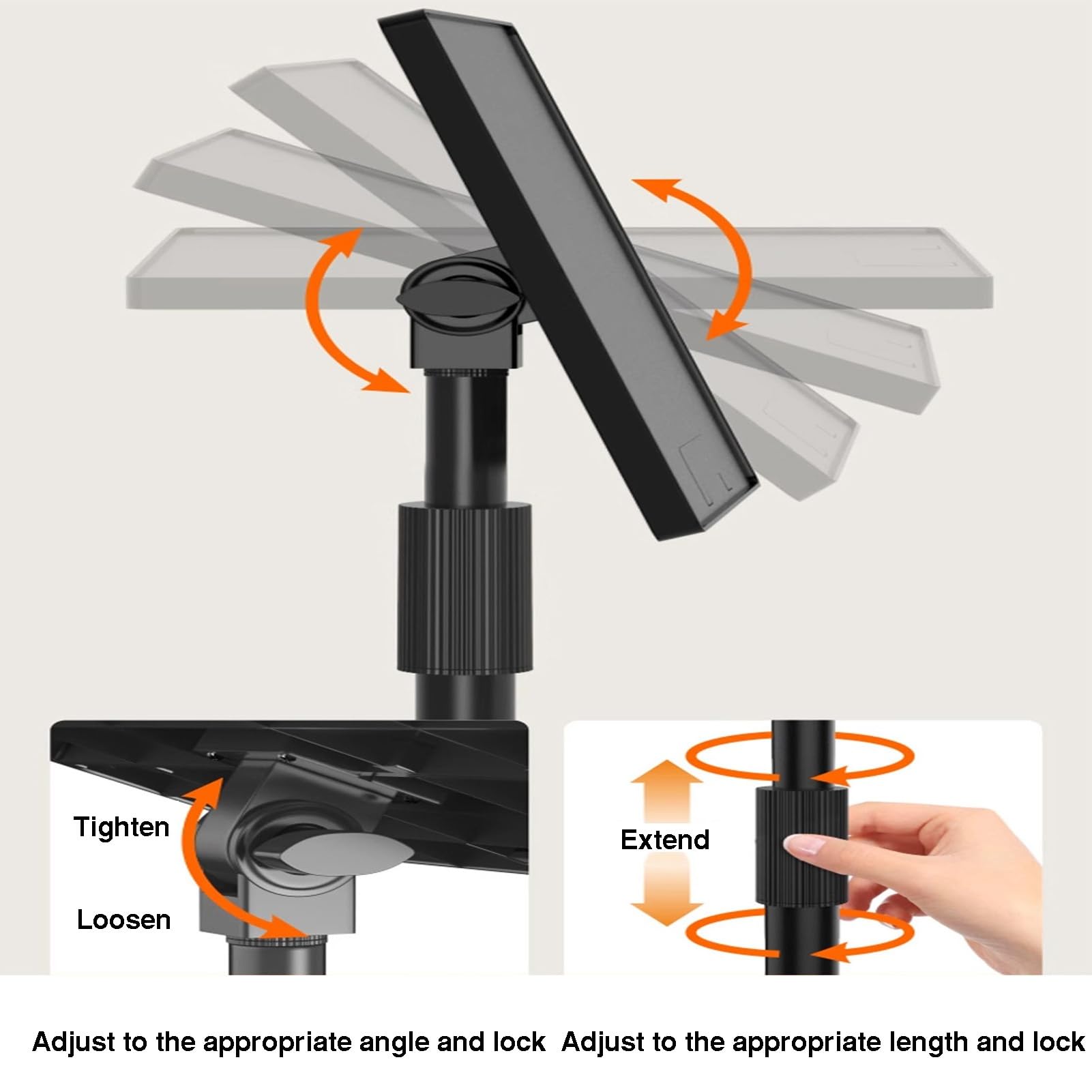 Generico Supporto da Pavimento Regolabile per Libri, Portata 15 kg, Asta telescopica, Perfetto per Libri di Cucina, spartiti Musicali e proiettori - Design ergonomico per Una Lettura agevole