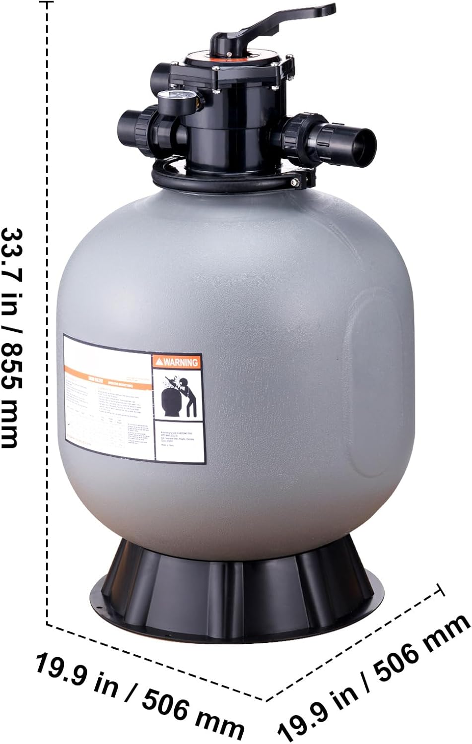 Happybuy 22-Inch Sand Filter, Up to 55 GPM Flow Rate, Above Ground Swimming Pool Sand Filter System with 7-Way Multi-Port Valve for Filter, Backwash, Rinse, and More