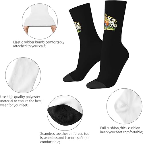 Miniatura 6 de Reino Unido Inglaterra Escudo Real Reino Unido Moda Cómodo Rendimiento Estilo Adulto Atlético Calcetines, Blanco