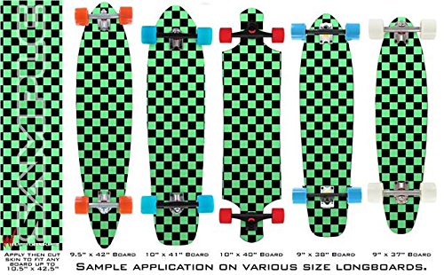 Checkers Green - Decal Style Vinyl Wrap Skin fits Longboard Skateboards up to 10