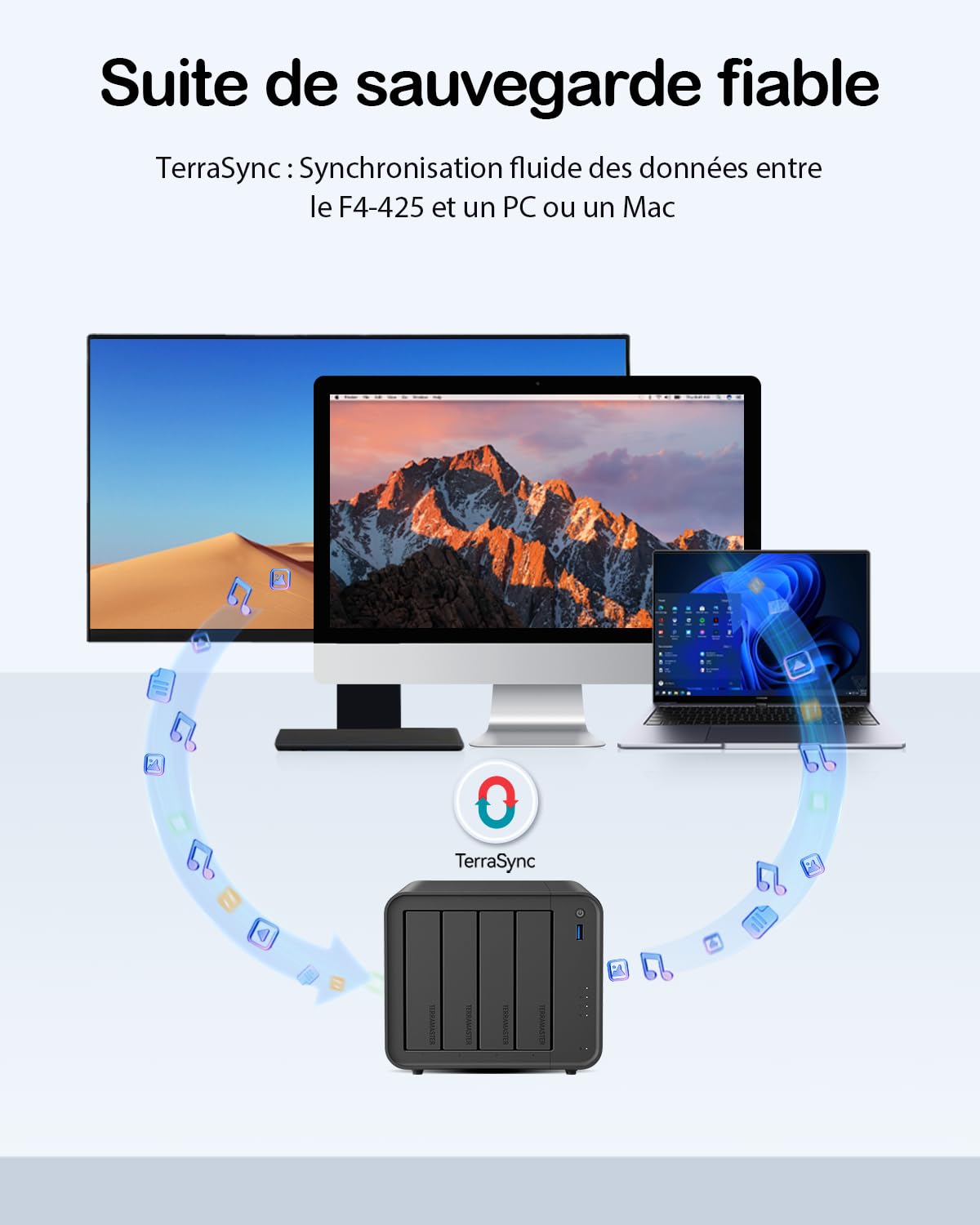 TERRAMASTER F4-425 NAS 4 Baies - Processeur Quad-Core Intel x86, 4 Go de RAM, LAN 2.5GbE, Serveur Multimédia NAS pour Utilisateurs Domestiques (sans Disque)