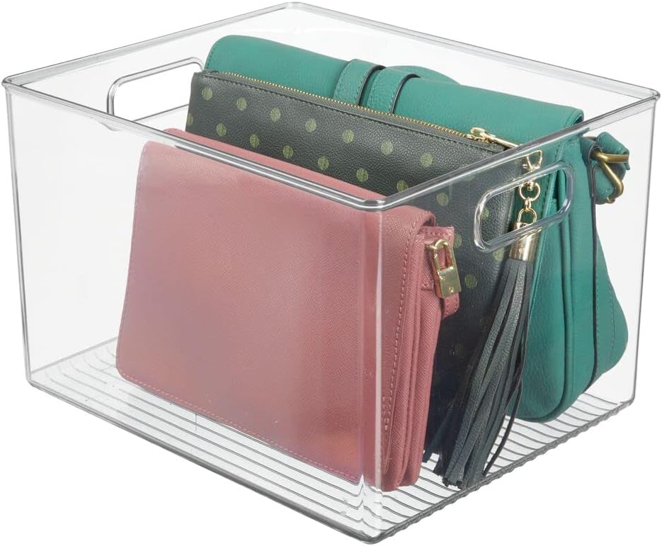 Black Friday - 60% OFF mDesign Plastic Storage Organizer Container Bin, Closet Organization for Hallway, Bedroom, Linen, Coat, and Entryway - Holds Clothing, Blankets, and Accessories, Ligne Collection, 4 Pack, Clear Best Promo mDesign Plastic Storage Organizer Container Bin, Closet Organization for Hallway, Bedroom, Linen, Coat, and Entryway - Holds Clothing, Blankets, and Accessories, Ligne Collection, 4 Pack, Clear