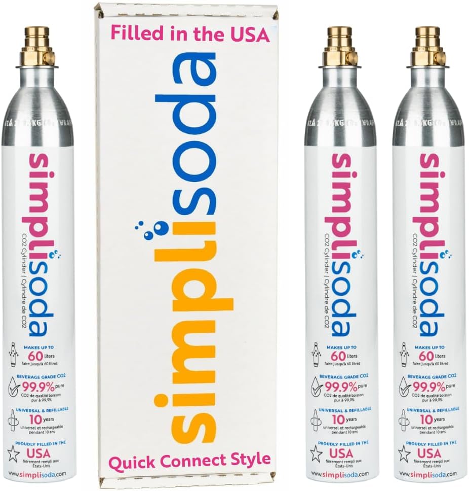 60L CO2 Canister Cylinders - Compatible with Sodastream Quick Connect Only [Including ART, TERRA ENSO & DUO] - Soda Streaming Machine CO2 Tanks Gas Refill, | 14.5 oz, Set of 3