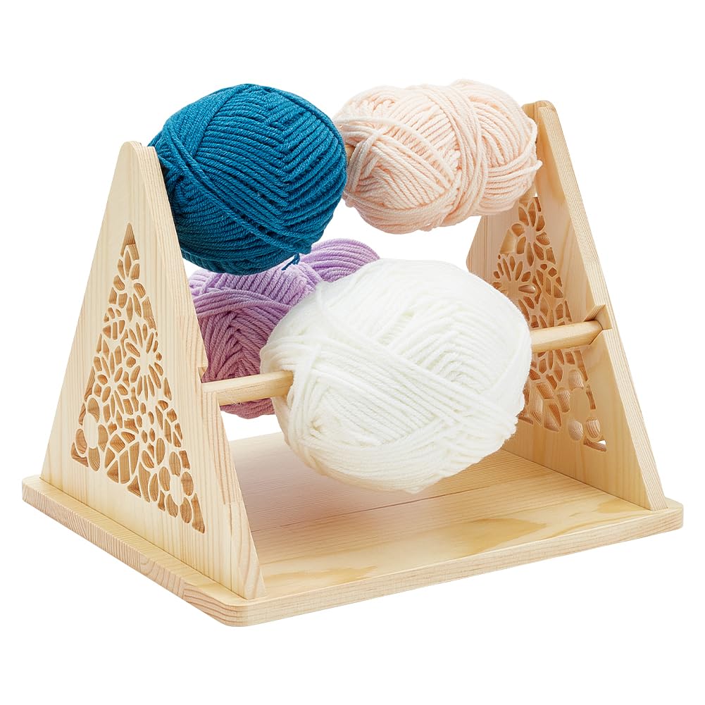 Support de fil en bois rotatif PH PandaHall pour rangement de laine, tricot et crochet diy
