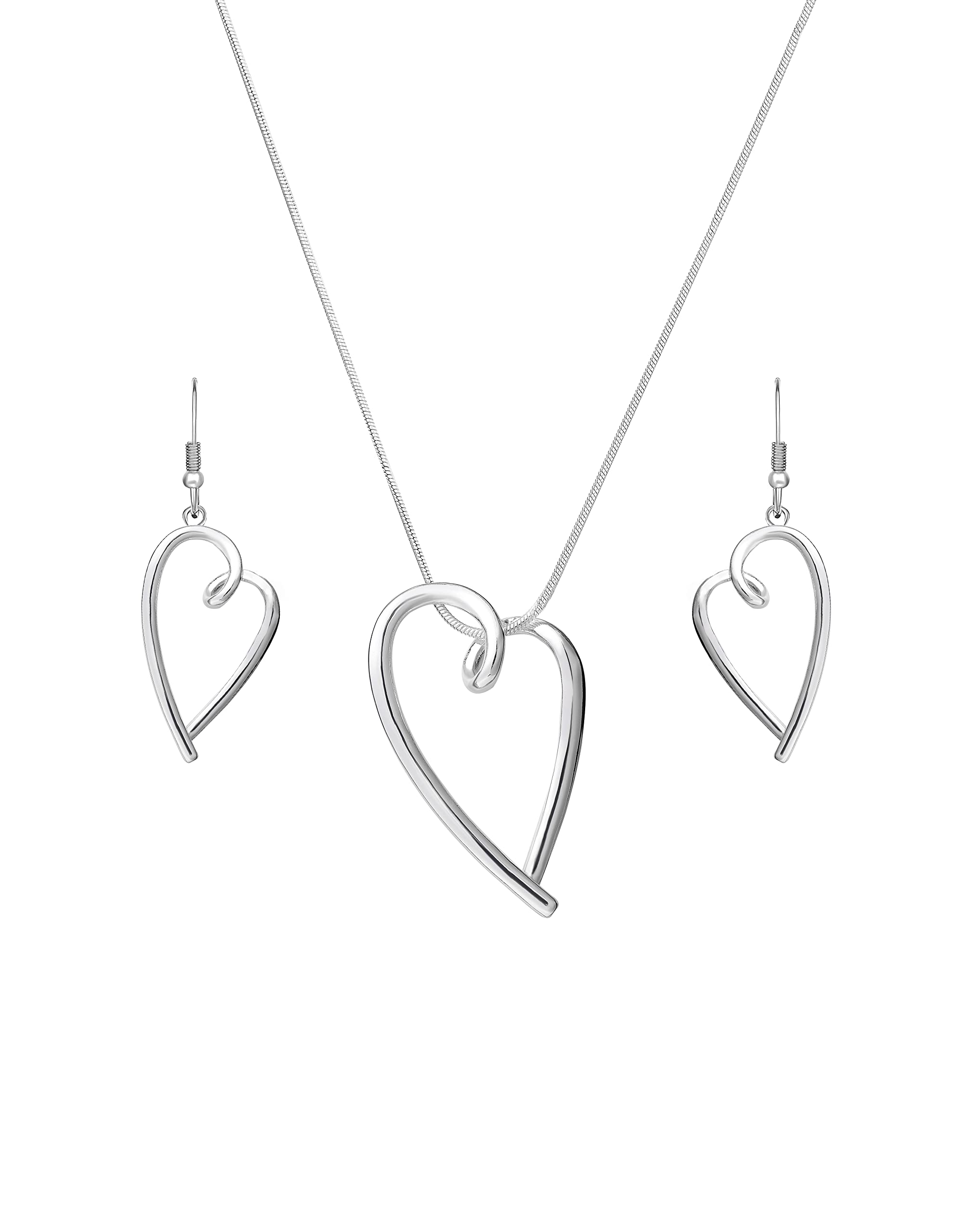 Madison TylerGold Plated Jewelry Set for Women | Silver Teardrop Pendant Necklace Trendy | Long Necklace with Snake Chain | Fashion Dangle Earring Set