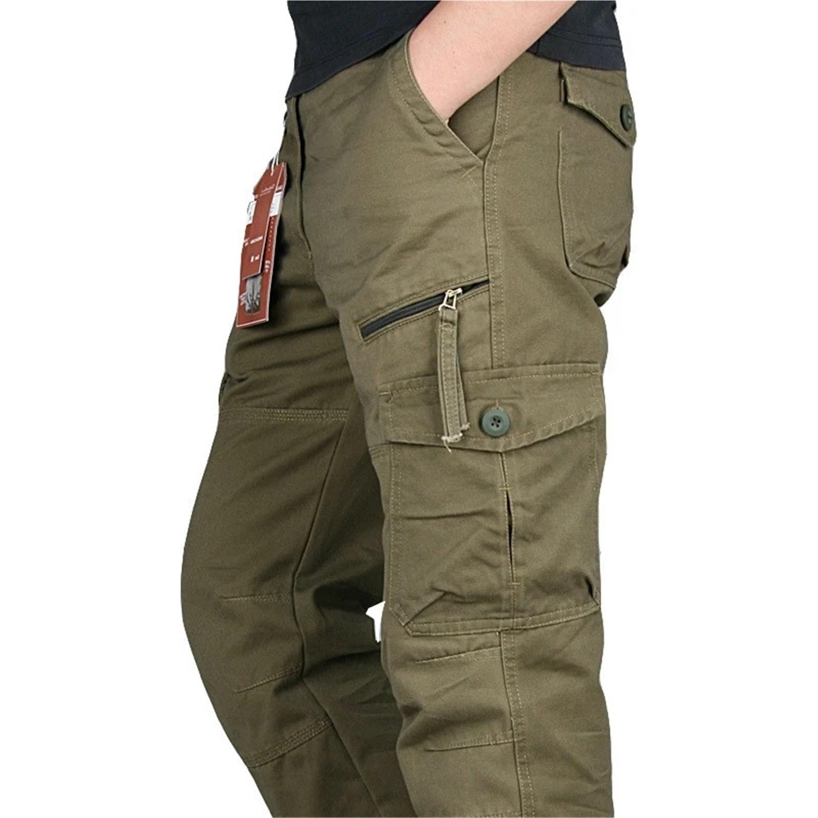 Mono De Trabajo Pantalones Cargo de algodón for Hombre, Pantalones Largos Informales con múltiples Bolsillos, Rectos, tácticos, for Primavera y otoño
