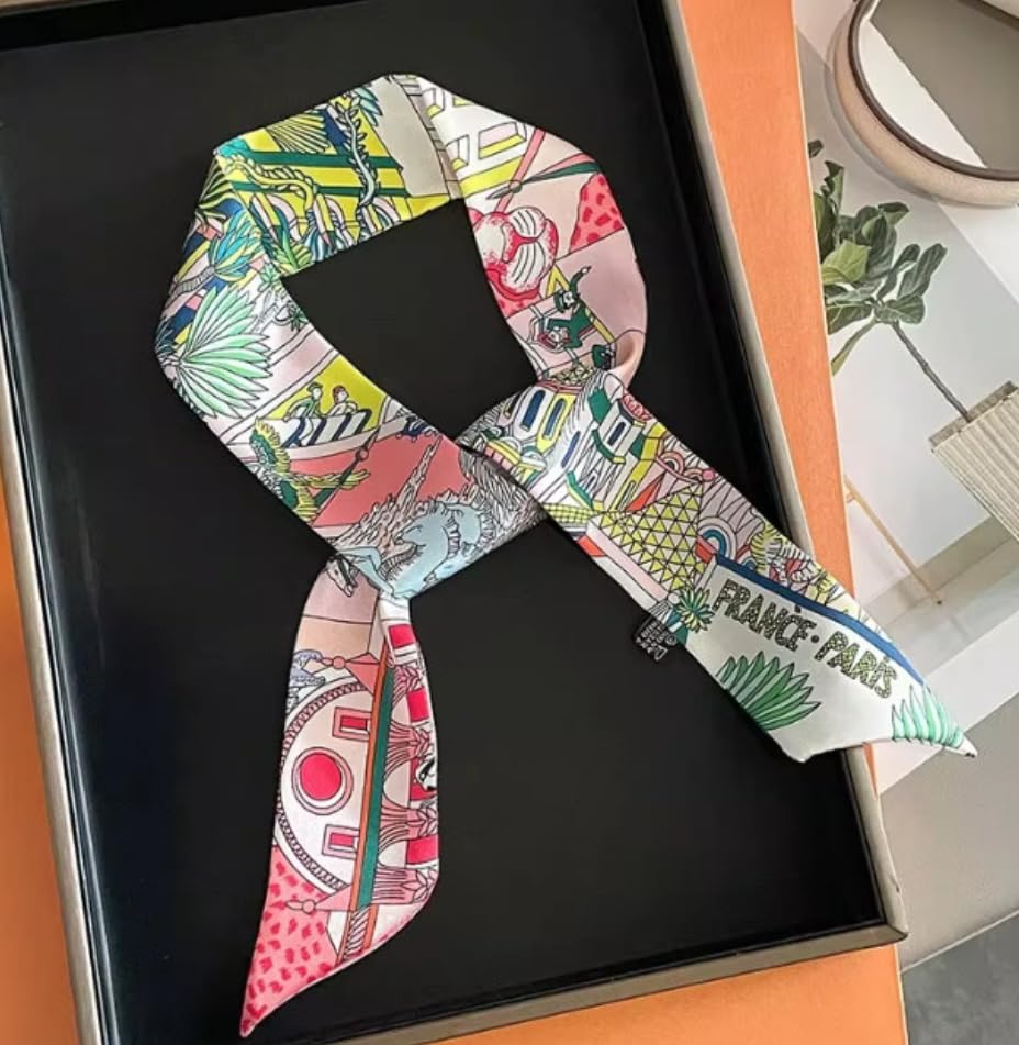 Various Pattern Options, 100% Silky Polyester Skinny Neck Scarf, Hair Ribbon, Handbag Handle Wrap, Wrist & Headband Accessory3