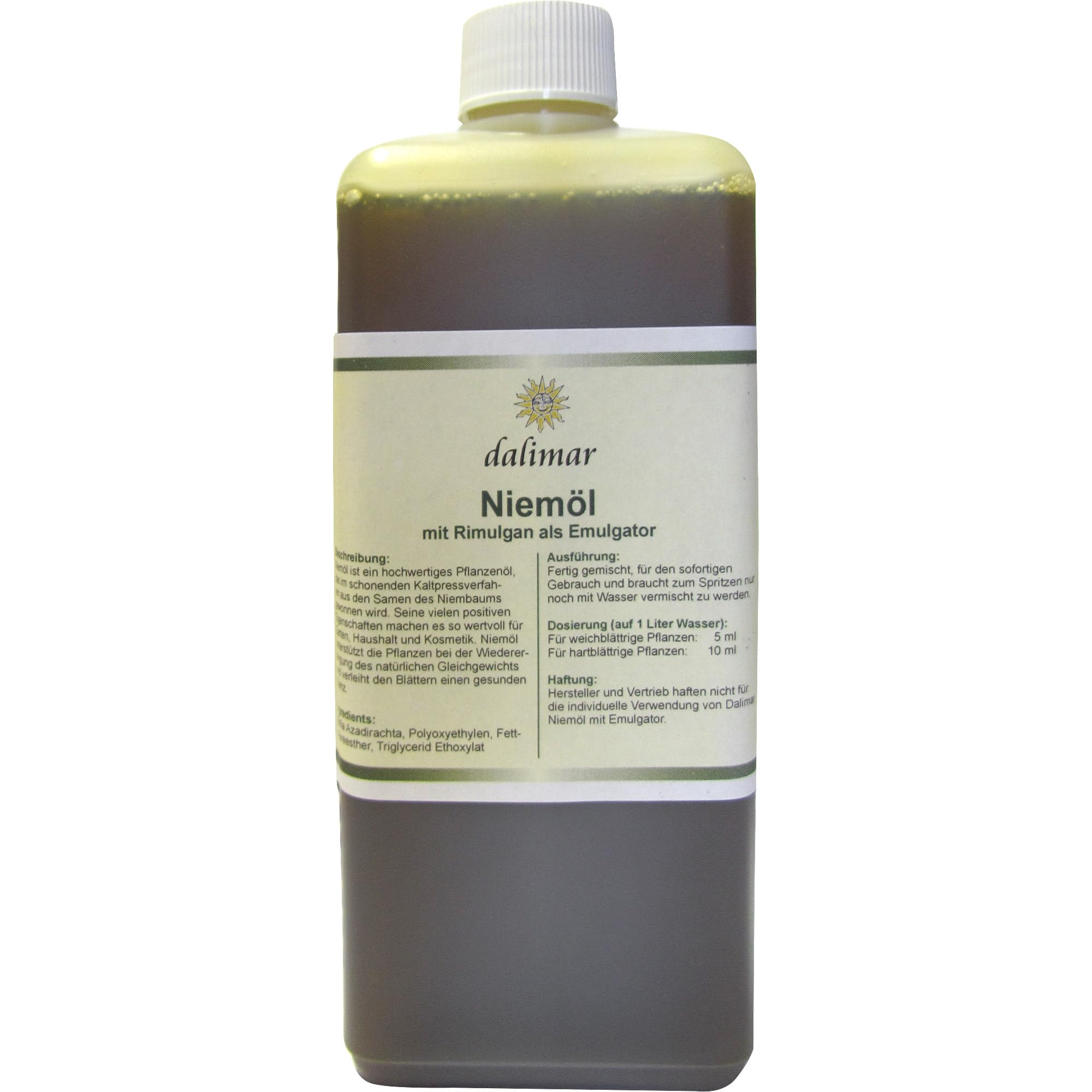 Niemulgan – Premium Neemöl mit Emulgator | Kaltgepresstes Niemöl Konzentrat für Pflanzen | Sofort wasserlöslich durch Rimulgan | Natürliche Pflanzenpflege für Haus, Balkon & Garten (500 ml)