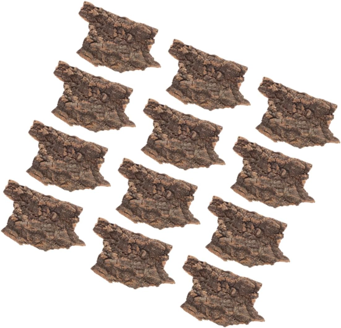 Toddmomy 12pcs Tree Bark Decor for Reptile Terrarium Natural Lizard Climbing Bark for Habitat Enrichment Easy Installation for Tortoises and Snakes