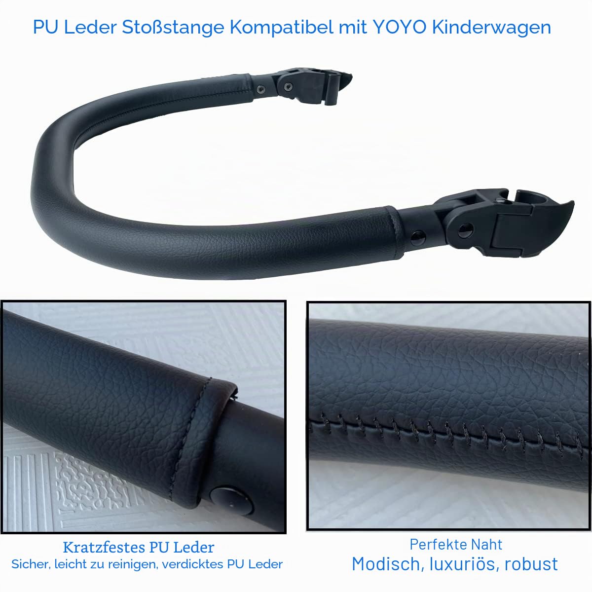 Baby Kinderwagen Zubehör Stoßstange Armlehne Griff Querstange Kompatibel mit Babyzen YoYo 2 und Yoyo+, BSP01, Schwarz