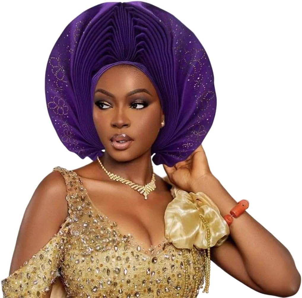 Womens Already Made Turban Cap Nigerian Wedding Headpiece Auto Bonnet Head Wrap Hijab African