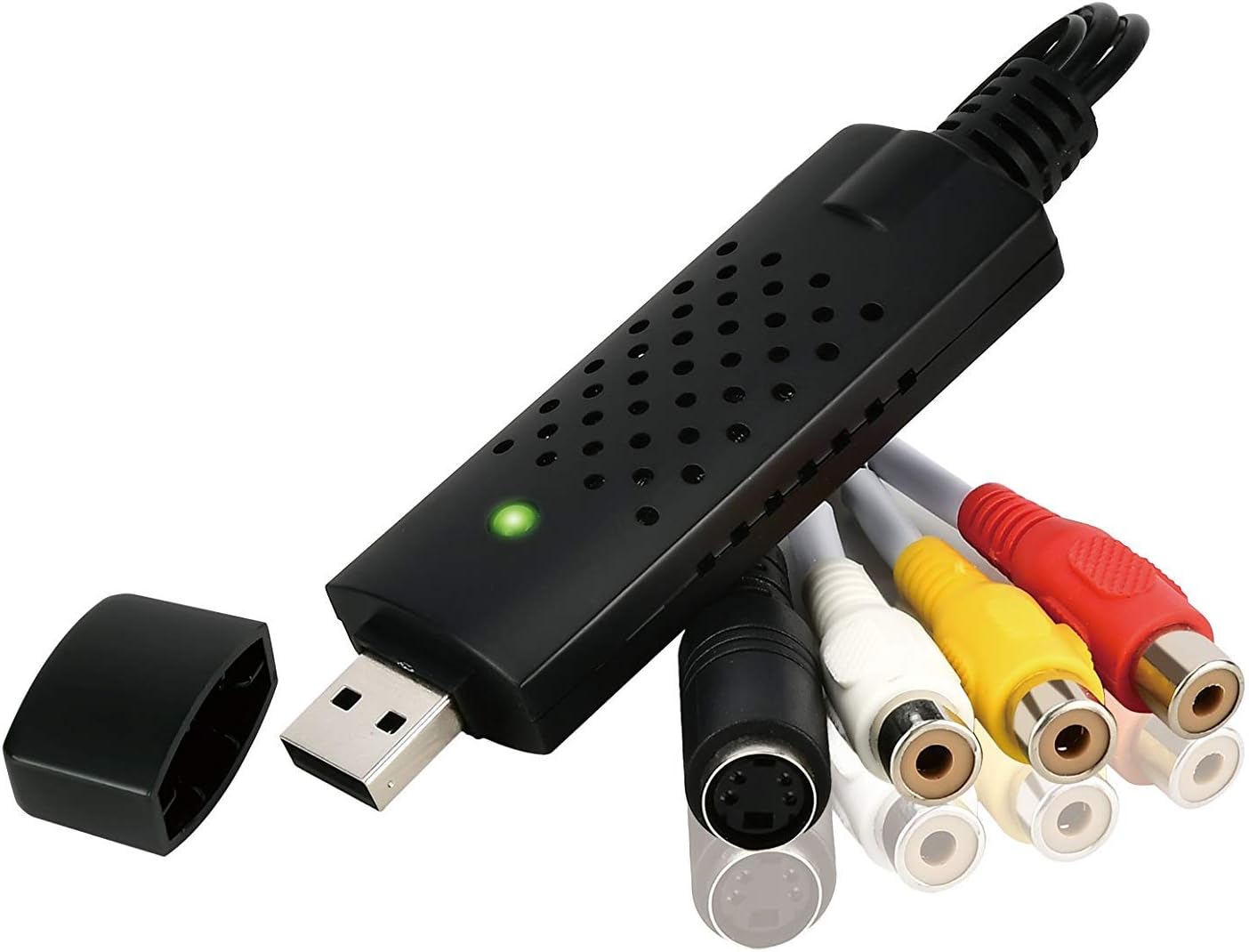 Rybozen Video Grabber USB Capture Card, Convert Hi8 VHS to Digital DVD for Windows PC, Audio Video Digitize Converter Adapter