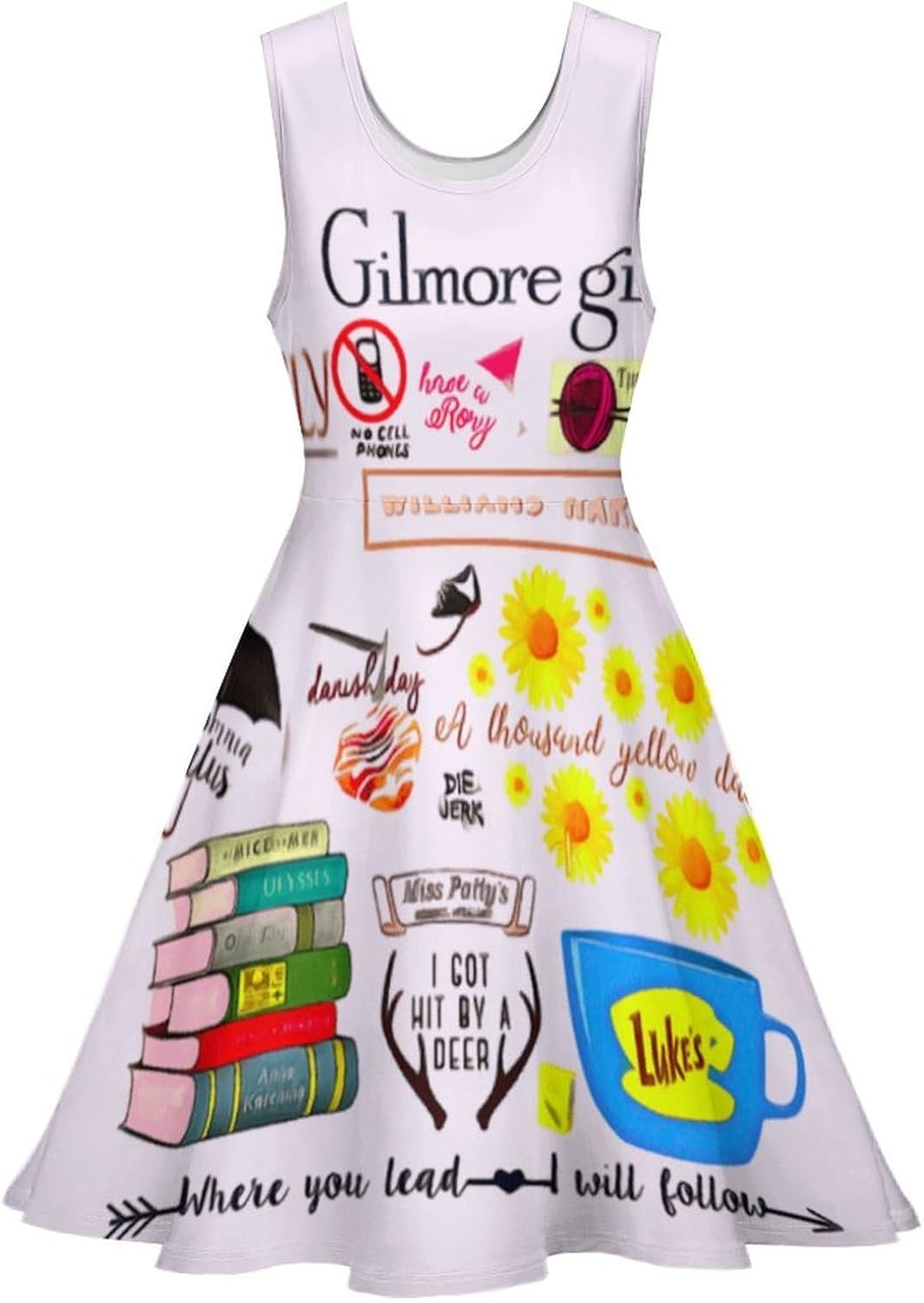 Gilmores and Girlss Summer Dresses for Women Sleeveless Beach Sundress Swing Mini Tank Dress 5X-Large