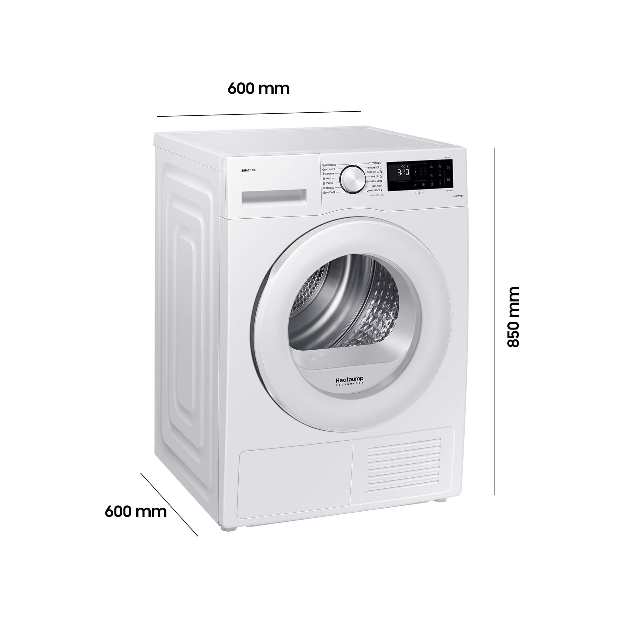 Samsung DV80CGC0B0TEEG, Wärmepumpentrockner, 8 kg, EEK: E Wäschetrockner mit WiFi-SmartThings-App, Hygiene-Programm, Air Refresh, Knitterschutz, Weiß