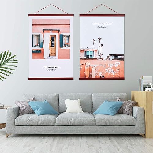 Miniatura 35 de Artmag - Marco magnético para colgar pósteres, 20 x 28, 20 x 30, 20 x 24 pulgadas, diseño de madera clara, lienzo, con imán, kit de marcos