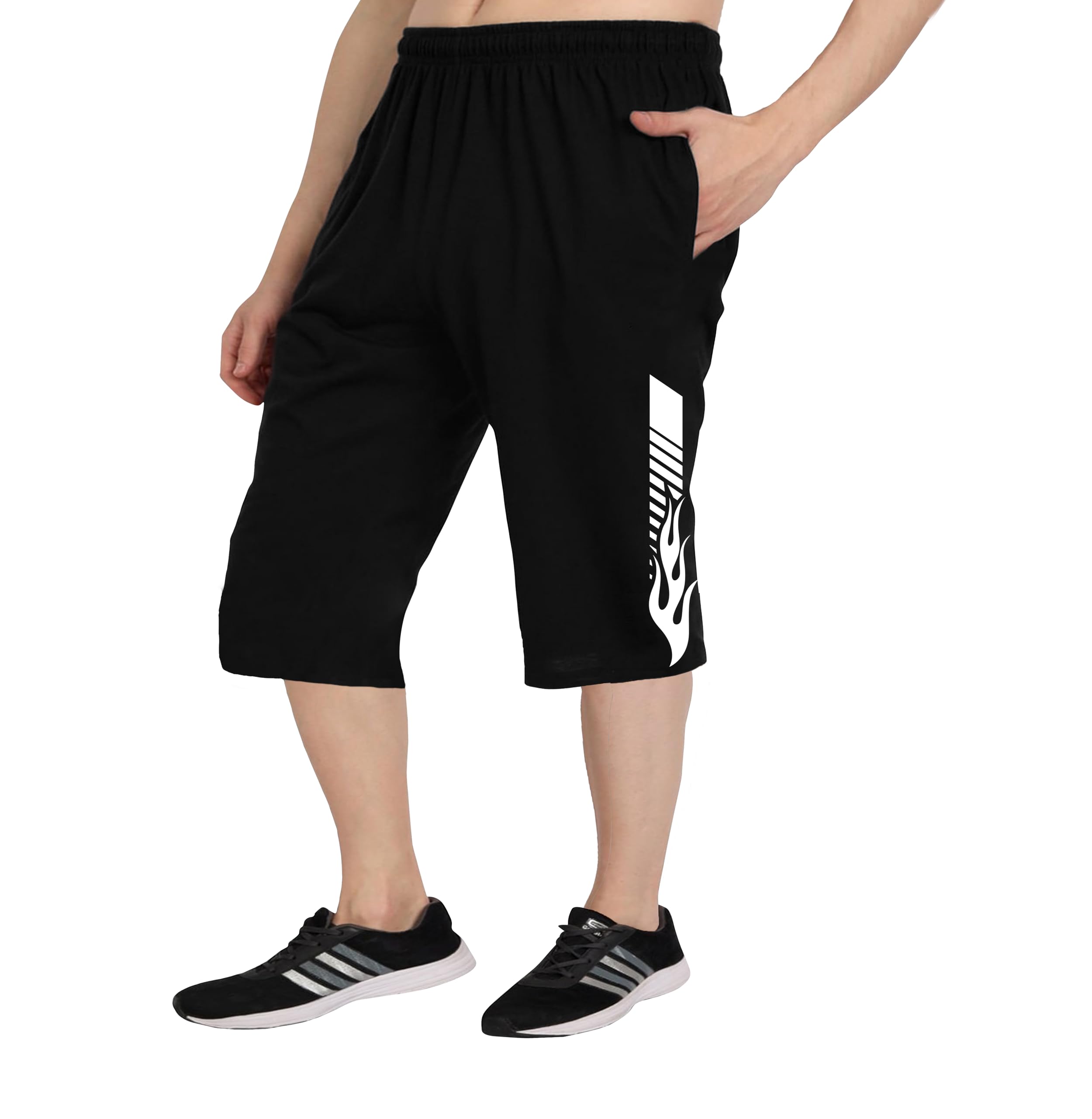 West Gate Clothing Plus Size Mens Three Fourth for Men | Mens Cotton Capri | Men's 3/4 | Fire Print | Men's Capri 2XL,3XL,4XL,5XL-picture-20