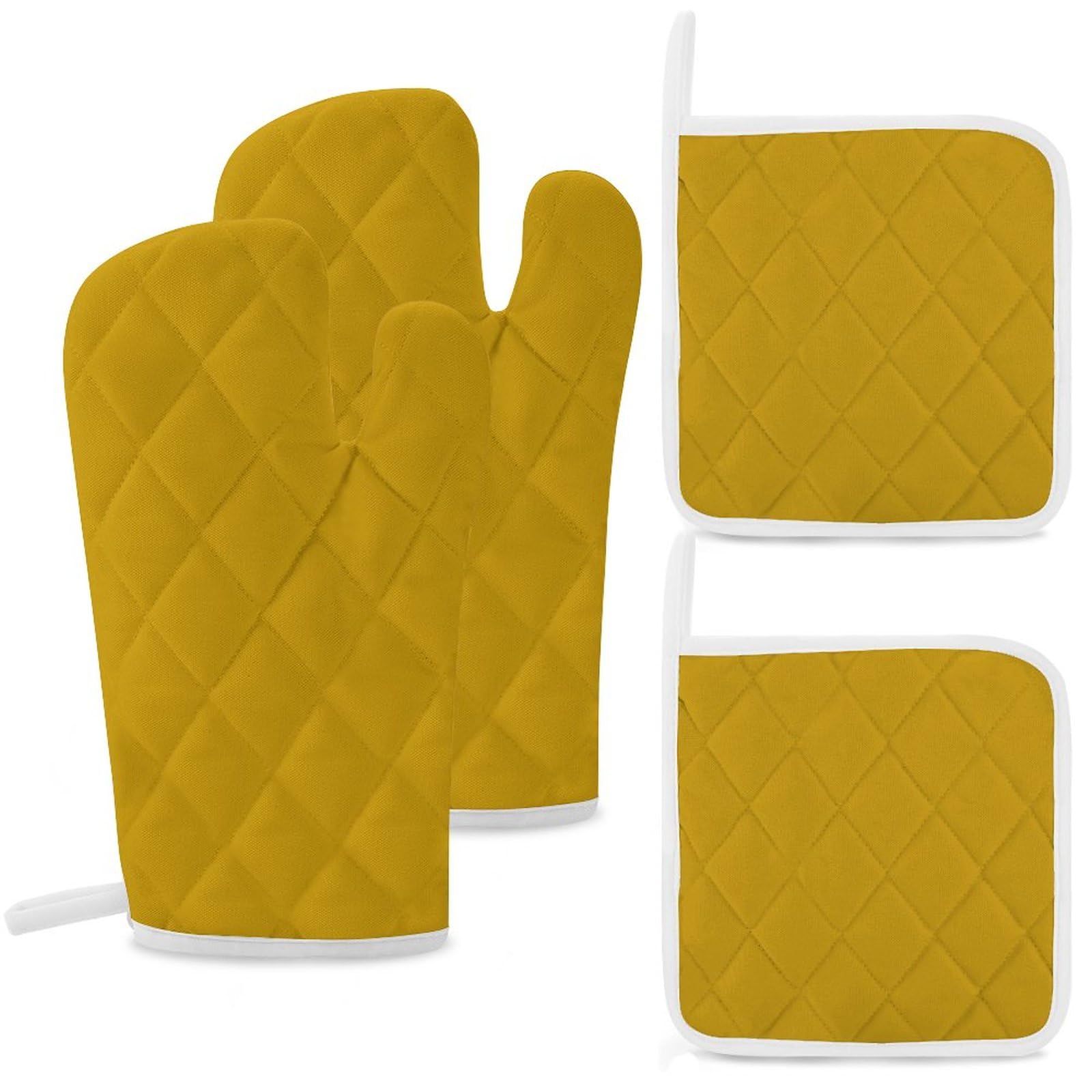 4Pcs Oven Mitts and Pot Holders, Heat Resistant Oven Mitts Gloves Set Kitchen Hot Pads for Cooking Grill