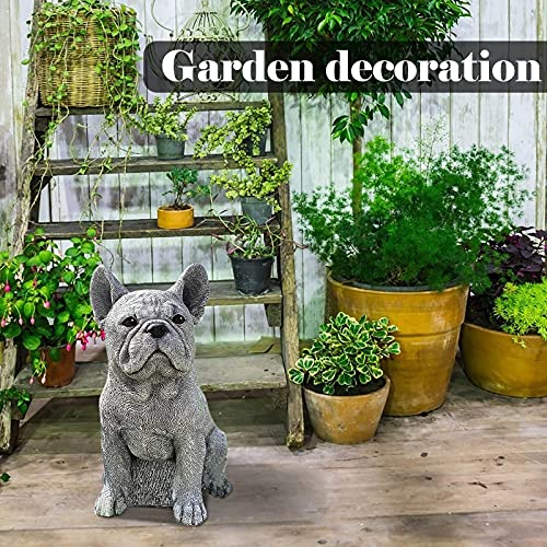 Hwzqdj French Bulldog Garden Statue, Funny Garden Lawn Sitting Down Dog Sculpture Ornaments, Lifelike Bulldog Decor For Home Indoor Outdoor Patio Backyard Gift For Dog Lover #TOP3