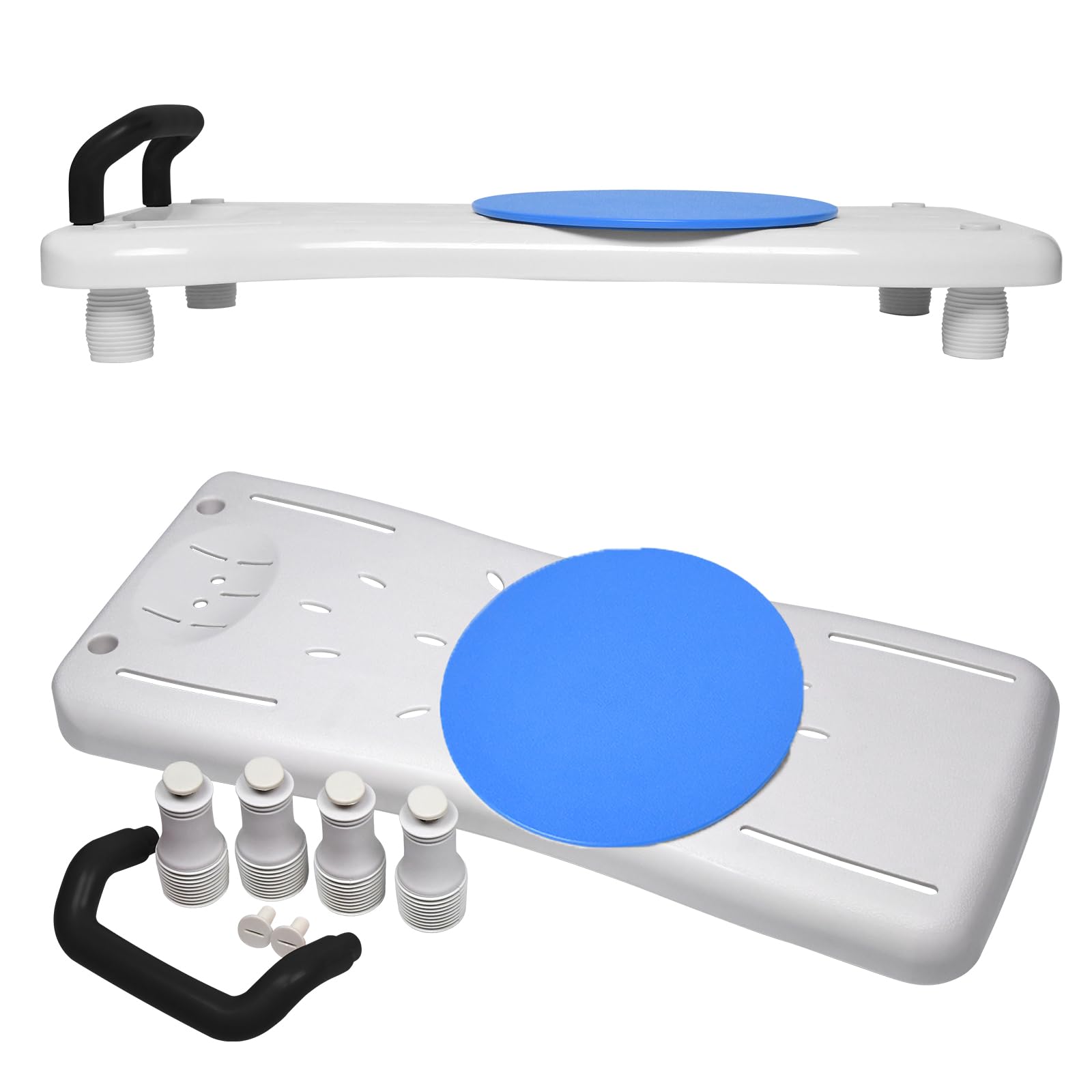 FIVMEN Planche de bain pour personnes âgées, adultes, avec poignée ergonomique et plateau rotatif, siège de baignoire antidérapant, planche de douche, planche de bain, noire