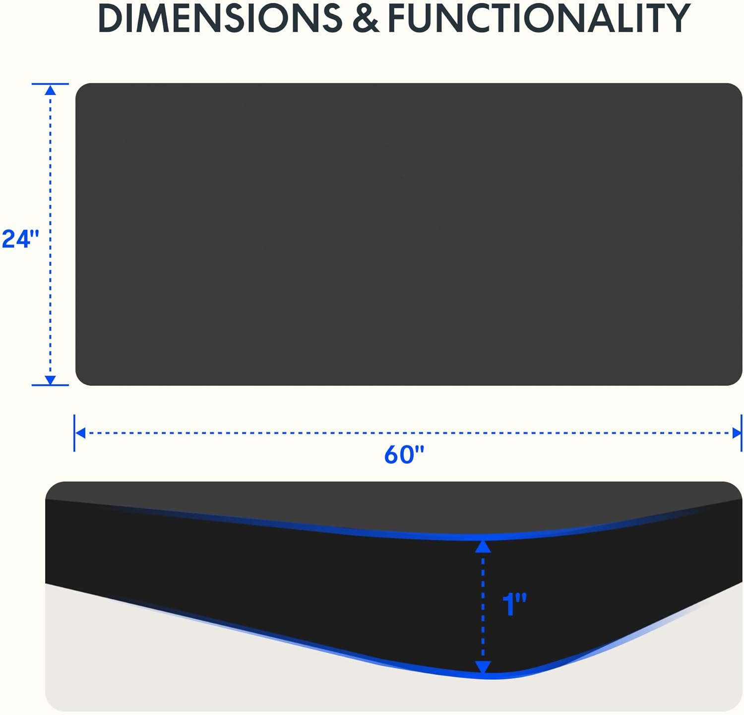 FLEXISPOT Whole Piece 60"x24" Desktop 1" Thickness Height Adjustable Desk Rectangular Tabletop Black Board (60INCH Black Top)