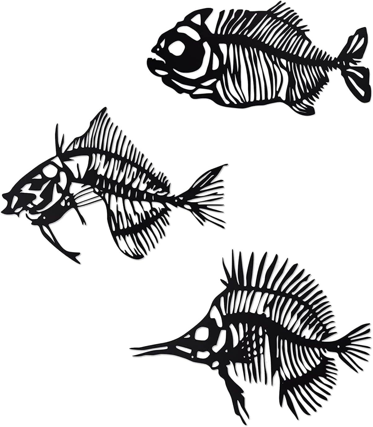 Metal Black Fish Bone Wall Decor, Metal Black Fish Rustic