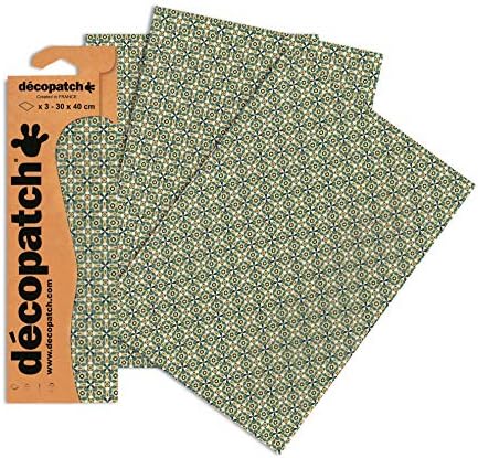 Décopatch - Ref C444O - White & Gold Cracked Effect Paper Pack - Each Sheet 30 x 40cm, Pack of 3 Paper Sheets - Best Used With Décopach Glue & Varnish, White & Gold