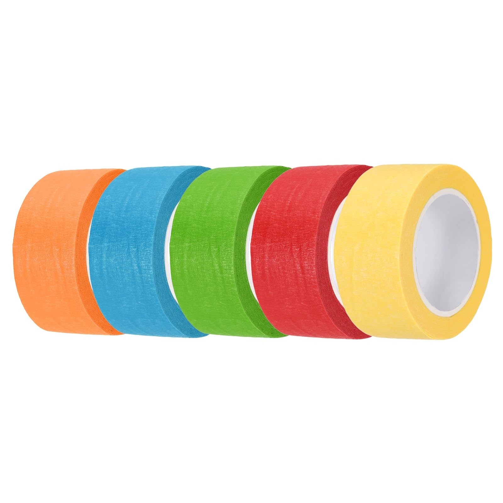 sourcing map 5pcs 25mm x 10 Meters Colored Masking Tape Universal Crepe Paper Colorful Masking Painter Tape for Art Drawing DIY Handcraft Sealing, Blue Green Red Yellow Orange — image 1