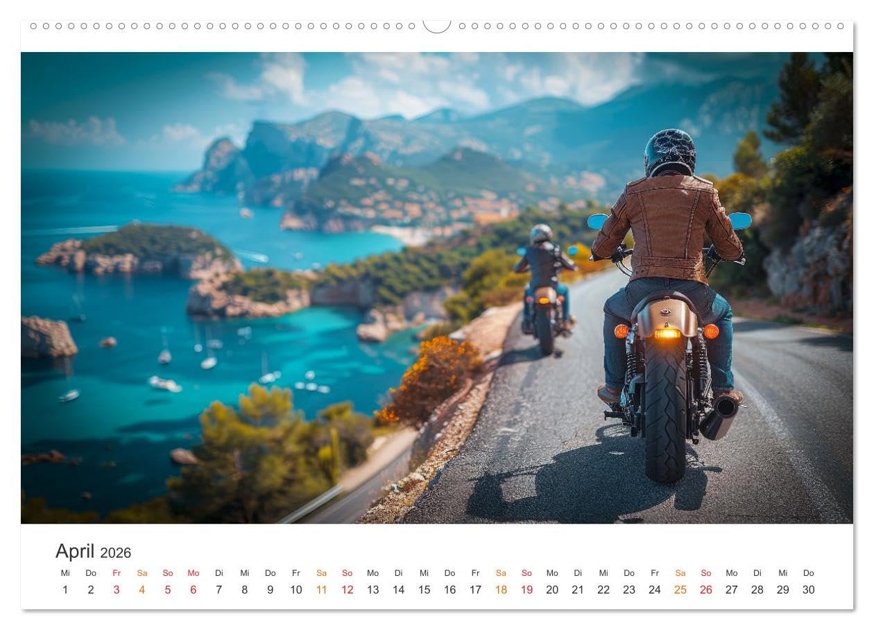 Motorrad tolle Momente (hochwertiger Premium Wandkalender 2026 DIN A2 quer), Kunstdruck in Hochglanz: Motorrad fahren - eine Wohltat für die Seele. (CALVENDO Mobilitaet)